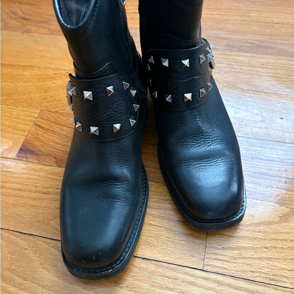 Billi Bi Copenhagen Black Leather Studded Ankle Boots